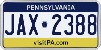 PA license plate JAX2388