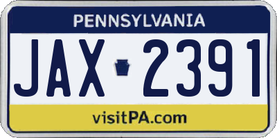 PA license plate JAX2391