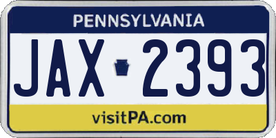 PA license plate JAX2393