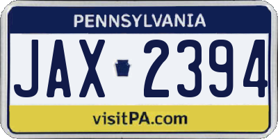 PA license plate JAX2394