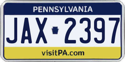 PA license plate JAX2397