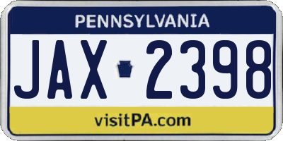 PA license plate JAX2398