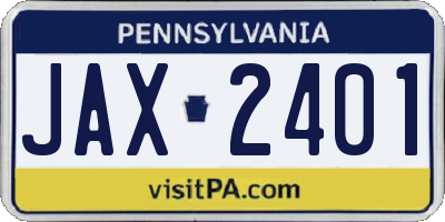 PA license plate JAX2401