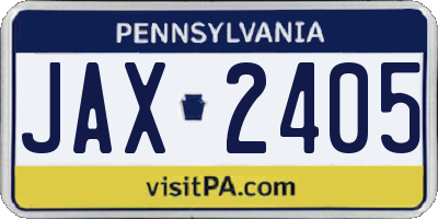 PA license plate JAX2405