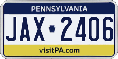 PA license plate JAX2406