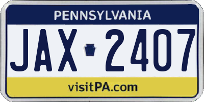 PA license plate JAX2407