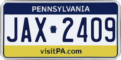 PA license plate JAX2409