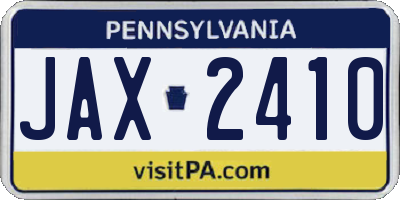 PA license plate JAX2410