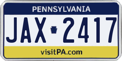 PA license plate JAX2417