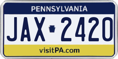 PA license plate JAX2420