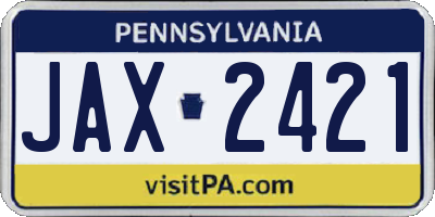 PA license plate JAX2421