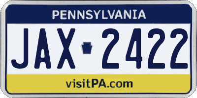 PA license plate JAX2422