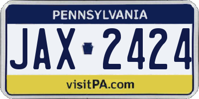 PA license plate JAX2424