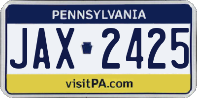 PA license plate JAX2425