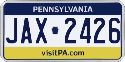 PA license plate JAX2426