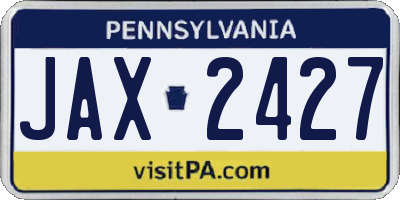 PA license plate JAX2427