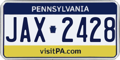 PA license plate JAX2428