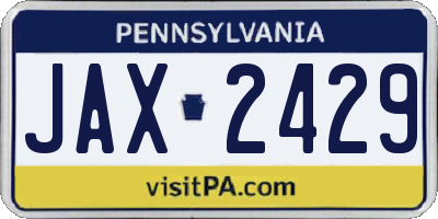 PA license plate JAX2429