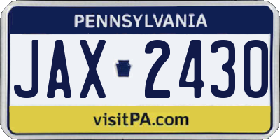 PA license plate JAX2430