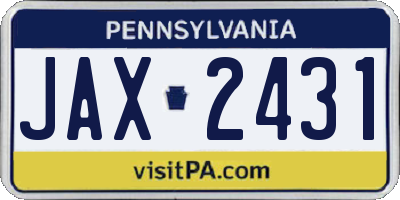 PA license plate JAX2431