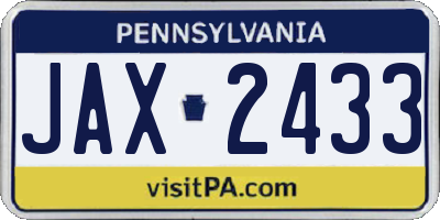 PA license plate JAX2433