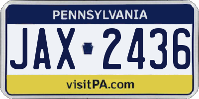 PA license plate JAX2436