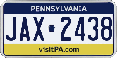 PA license plate JAX2438