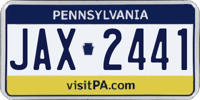 PA license plate JAX2441