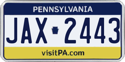 PA license plate JAX2443