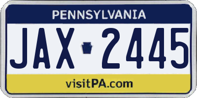 PA license plate JAX2445