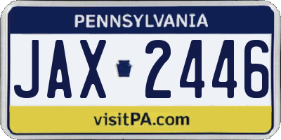 PA license plate JAX2446