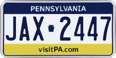 PA license plate JAX2447