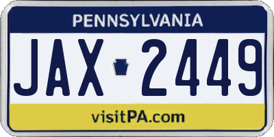 PA license plate JAX2449