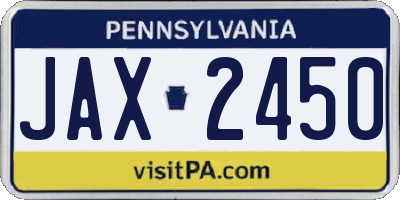 PA license plate JAX2450