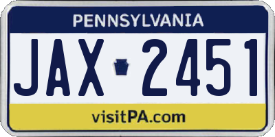 PA license plate JAX2451