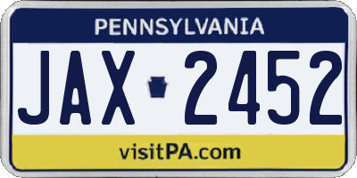 PA license plate JAX2452