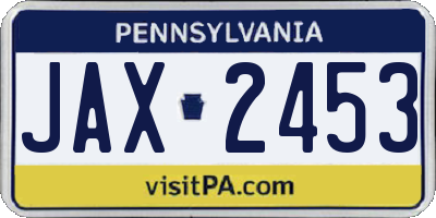 PA license plate JAX2453