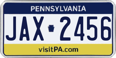 PA license plate JAX2456