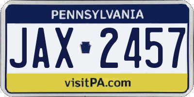 PA license plate JAX2457