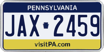 PA license plate JAX2459