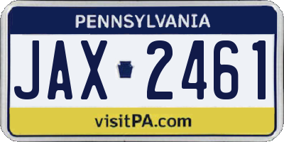 PA license plate JAX2461