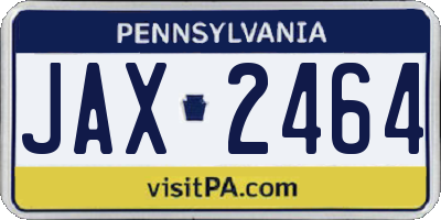 PA license plate JAX2464