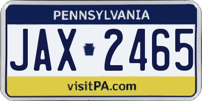 PA license plate JAX2465