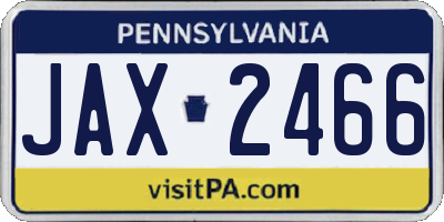 PA license plate JAX2466