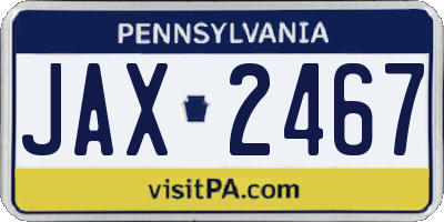 PA license plate JAX2467