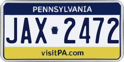 PA license plate JAX2472