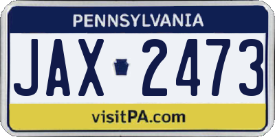 PA license plate JAX2473