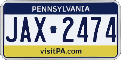 PA license plate JAX2474