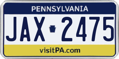 PA license plate JAX2475