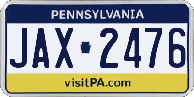 PA license plate JAX2476